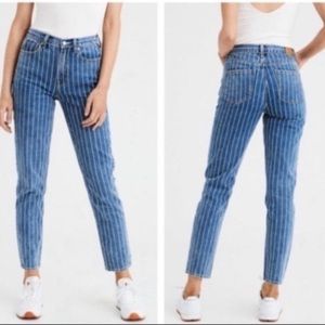American Eagle Retro Indigo Stripe Mom Jeans